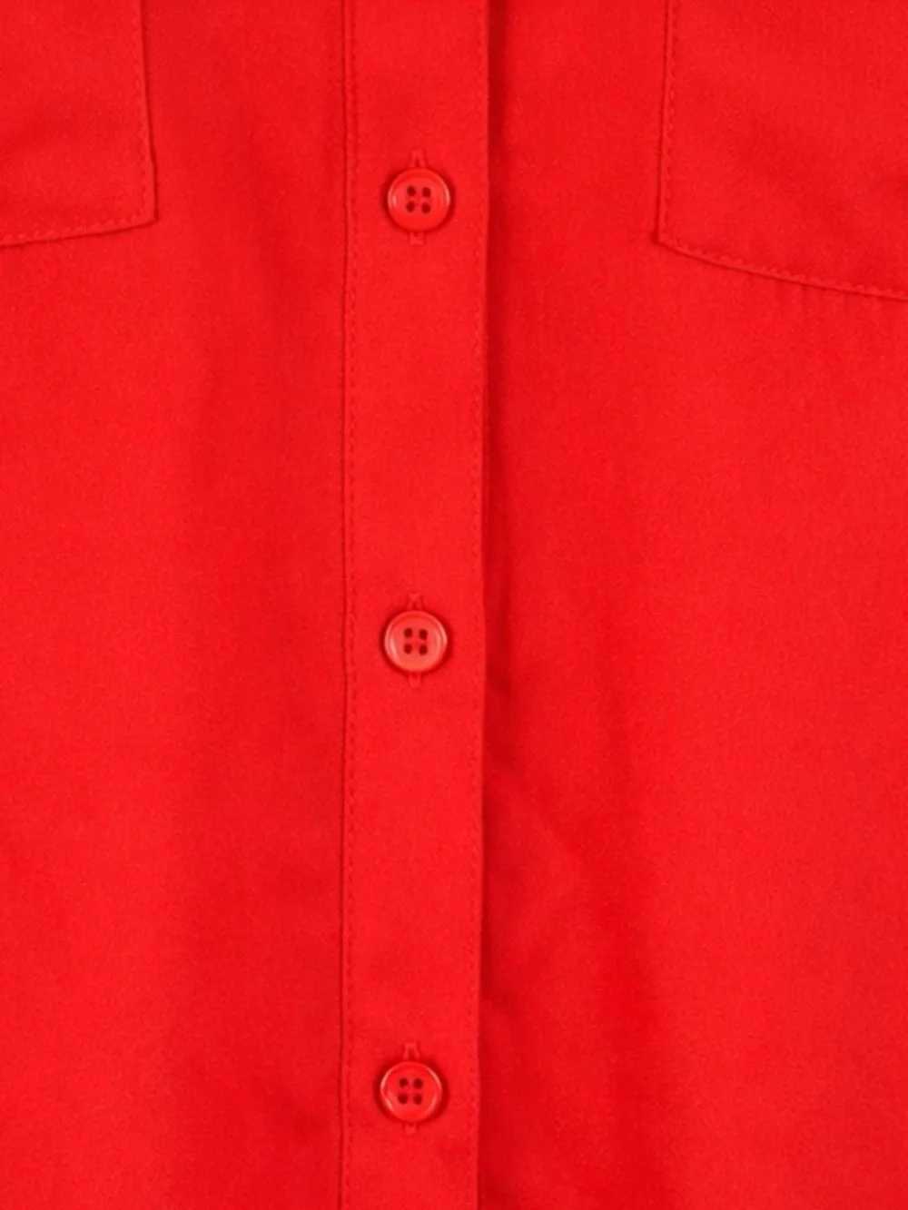 Red Button-Front V-Neck Women's Blouse